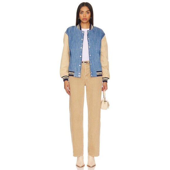 BlankNYC Varsity Jacket in Crash Course Womens Denim Jean Boyfriend - Picture 1 of 16